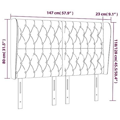 Hoofdbord met randen 147x23x118/128 cm fluweel donkergrijs