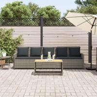 Tuinbank 5-zits met kussens poly rattan grijs - thumbnail
