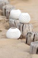 J-Line theelichthouder Kokosnoot - jute - wit - 2 stuks - thumbnail