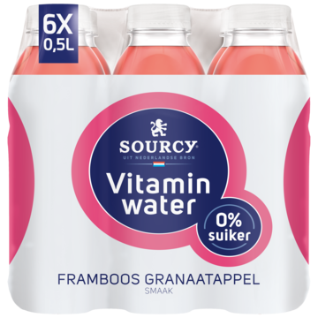 Water Sourcy vitamin framboos/granaatap fles 500ml | 6 stuks