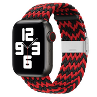 Braided nylon bandje - Zwart / Rood - Geschikt voor Apple Watch 38mm / 40mm / 41mm / 42mm