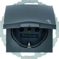 Berker S1 B1/B3 wandcontactdoos met randaarde en klapdeksel 1-voudig antraciet mat 47441606 - thumbnail