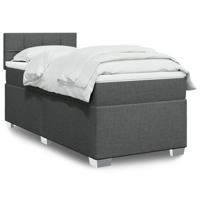 Boxspring met matras stof donkergrijs 90x200 cm - thumbnail