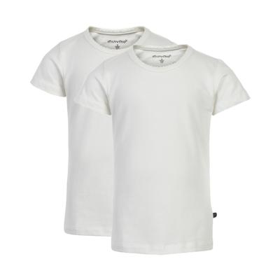 Minymo T shirt meisjes katoen/elastaan wit 2 stuks maat 128