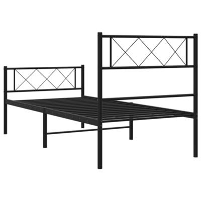 Bedframe met hoofd- en voeteneinde metaal zwart 107x203 cm