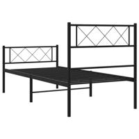 Bedframe met hoofd- en voeteneinde metaal zwart 107x203 cm - thumbnail