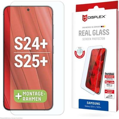 DISPLEX Tempered Glass 2D/Clear (10H) for Samsung Galaxy S24+, Eco Mounting Frame, Tempered Glass, Scratch-Resistant Protective Film, Case-Friendly