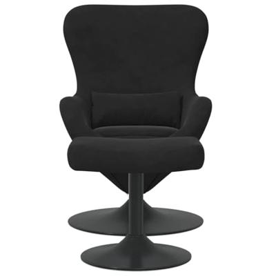 Hangstoel met voetensteun fluweel zwart