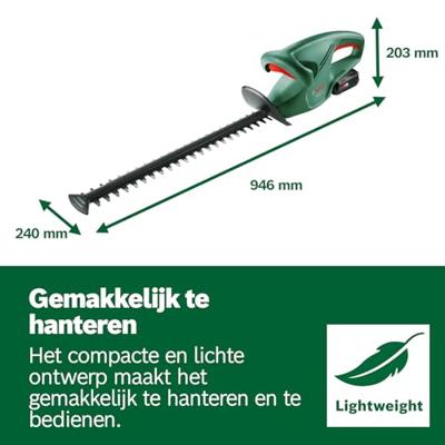 Bosch Groen EasyHedgeCut 18-45 | Accu Heggenschaar 45 cm | 2.0 Ah + Oplader | In doos - 0600849H02