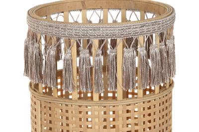 Plantenbakkenset DKD Home Decor 35 x 35 x 68 cm 31 x 31 x 68 cm Natuurlijk Zwart Metaal Bruin Bamboe 32 x 32 x 68 cm