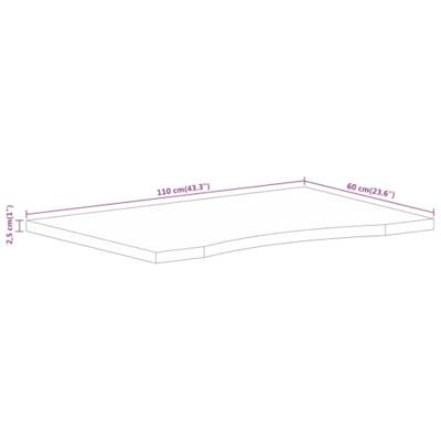 Bureaublad met ronding 110x60x2,5 cm massief ruw mangohout Bureaublad met ronding 110x60x2,5 cm massief ruw mangohout