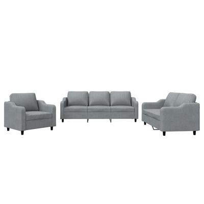 3-delige Loungeset met kussens stof lichtgrijs