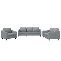 3-delige Loungeset met kussens stof lichtgrijs - thumbnail