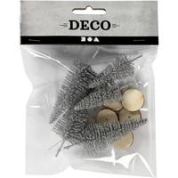 Creativ Company Kerstbomen, h: 40+60 mm, zilver, 5 stuk/ 1 doos - thumbnail