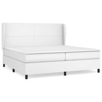 Boxspring met matras kunstleer wit 200x200 cm - thumbnail
