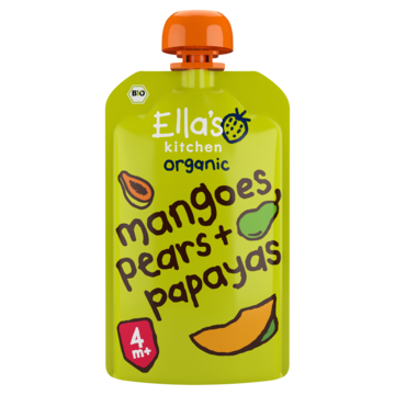 Ella's Kitchen Mangoes pears & papayas knijpzakje 4+ maanden bio 120 Gram