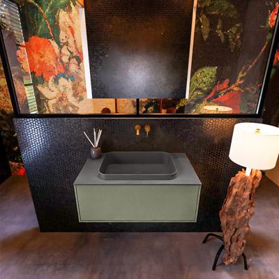 Badkamermeubelset Mondiaz Erin 80 cm met 1 Lade met RIDGE Wastafel Midden Dark grey Zonder Kraangaten Greeploos Mat Army Badkamermeubelset Mondiaz Erin 80 cm met 1 Lade met RIDGE Wastafel Midden Dark grey Zonder Kraangaten Greeploos Mat Army