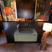 Badkamermeubelset Mondiaz Erin 80 cm met 1 Lade met RIDGE Wastafel Midden Dark grey Zonder Kraangaten Greeploos Mat Army - thumbnail