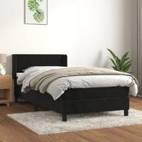 Boxspring met matras fluweel zwart 90x220 cm - thumbnail