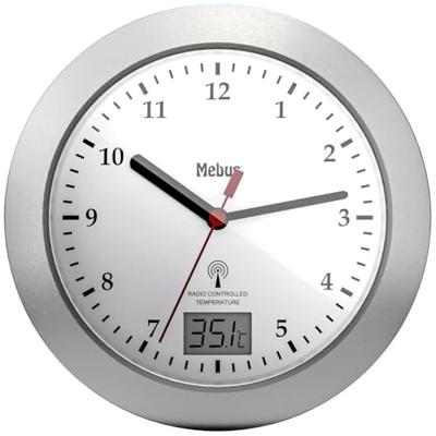 Mebus 41124 Wandklok Zendergestuurd 17 cm x 6 cm Zilver Geschikt voor vochtige ruimtes Mebus 41124 Wandklok Zendergestuurd 17 cm x 6 cm Zilver Geschikt voor vochtige ruimtes