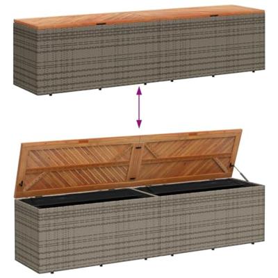 Tuinbox 220x50x54 cm poly rattan en acaciahout grijs Tuinbox 220x50x54 cm poly rattan en acaciahout grijs