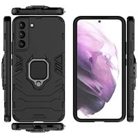 Lunso - Armor backcover hoes met ringhouder - Samsung Galaxy S22 Plus - Zwart - thumbnail