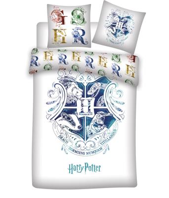 Harry Potter Dekbedovertrek - Hogwarts wit Polyester