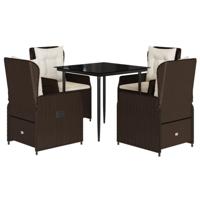 5-delige Tuinset met kussens poly rattan bruin - thumbnail