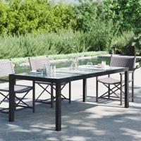 Tuintafel 190x90x75 cm gehard glas en poly rattan black - thumbnail