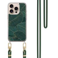 iPhone 16 Pro Max hoesje met groen koord - Monstera leaves - thumbnail