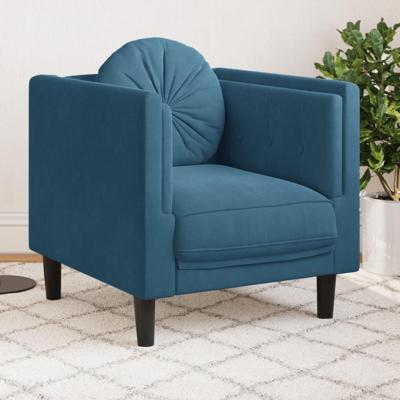 Fauteuil met kussen fluweel blauw Fauteuil met kussen fluweel blauw