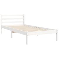 Bedframe met hoofdbord massief hout wit 160x200 cm - thumbnail