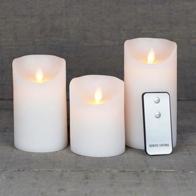 Batterijverlichting 3 kaarzen wax rustiek wit - met bewegende vlam Anna's Collection - Annas collection - thumbnail