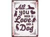 PLENTY GIFTS WAAKBORD BLIK ALL YOU NEED IS LOVE AND A DOG - thumbnail