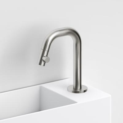 Clou Kaldur fonteinkraan 2x15.9cm korte uitloop rechts RVS geborsteld CL/06.05.004.41.R