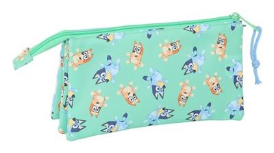 Pennenetui met 3 vakken Bluey Sisters Groen 22 x 12 x 3 cm
