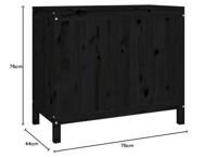 Wasmand 88,5x44x76 cm massief grenenhout zwart - thumbnail