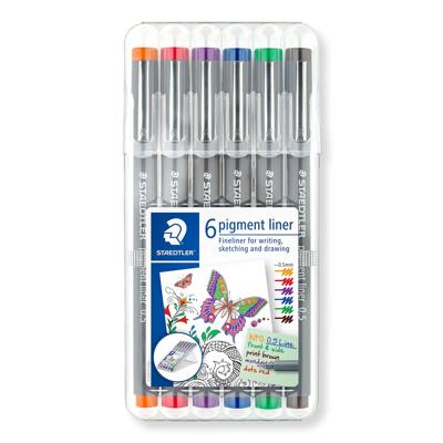 Fineliner Staedtler Pigment 308 assorti 0.5mm set à 6st assorti