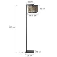 Steinhauer VloerlampStang zwart met bamboe kap - 3705ZW - thumbnail