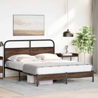 Bedframe zonder matras bewerkt hout bruin eikenkleur 160x200 cm - thumbnail