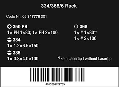 Wera 334/368/6 Schroevendraaierset + houder, 6 -delig - 1 stuk(s) - 05347778001 - thumbnail