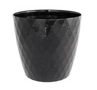 Bloempot VEGAS rond 14 cm Zwart set van 2 stuks - thumbnail