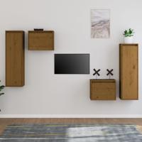 Tv-meubelen 4 st massief grenenhout honingbruin - thumbnail