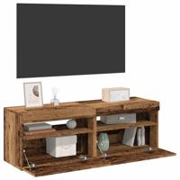Tv-meubels met LED-verlichting 2 st bewerkt hout oud hout - thumbnail