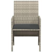 3-delige Bistroset met kussens poly rattan lichtgrijs - thumbnail