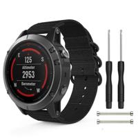 Voor Garmin fenix 5 22mm drie-ring nylon horlogeband (zwart) - thumbnail