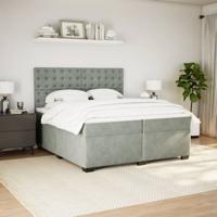 Boxspring met matras fluweel lichtgrijs 200x200 cm - thumbnail