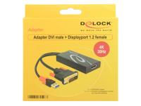 Delock 62596 DisplayPort / DVI / USB Adapter [1x DVI-stekker 24+1-polig, USB-A-stekker - 1x DisplayPort bus] Zwart 0.30 m - thumbnail