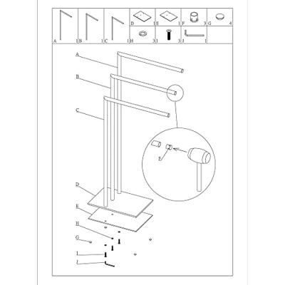 Handdoekrek Sealskin Tube 3-armig Vrijstaand Zwart Handdoekrek Sealskin Tube 3-armig Vrijstaand Zwart
