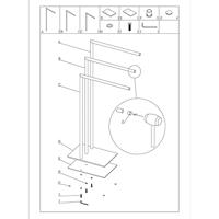 Handdoekrek Sealskin Tube 3-armig Vrijstaand Zwart - thumbnail